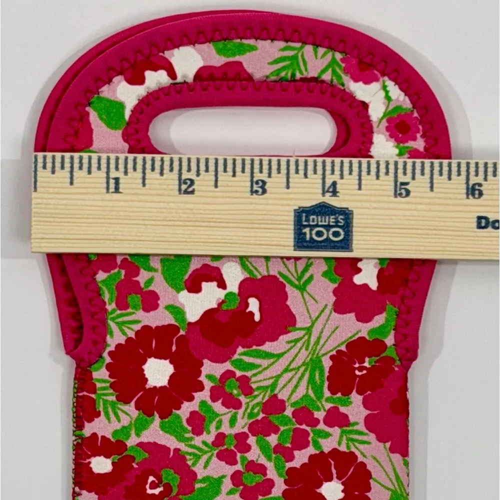 Lilly Pulitzer Wine Tote Bag Set 2 Garden By Sea Pink Green Floral Insulated